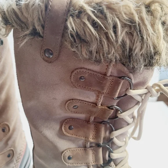 Sorel Joan of Arctic Waterproof Faux Fur Brown Lace Up Tall Boots size 8 - Picture 10 of 16
